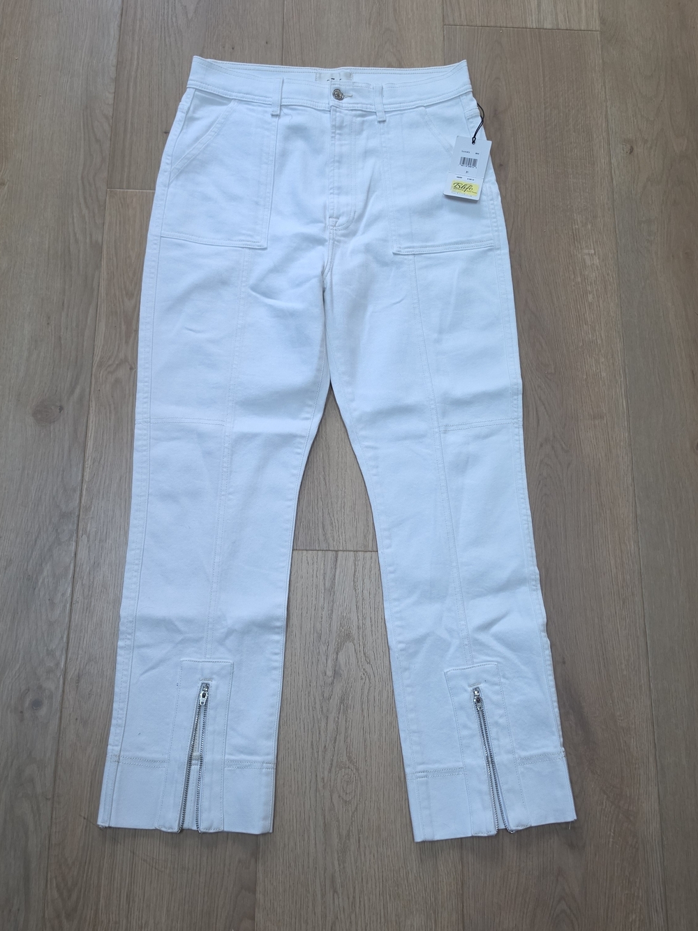 7 For All Mankind White Ankle Zip Jeans Size 31 NWT